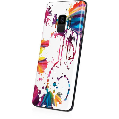 Chromatic Splatter White Galaxy S9 Skin